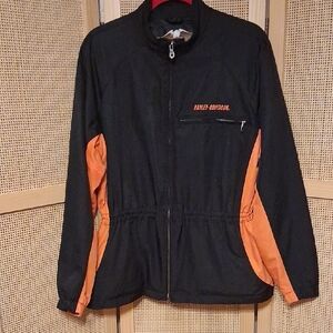 Harley-Davidson Black and Orange Lightweight Motorcycle Riding Jacket